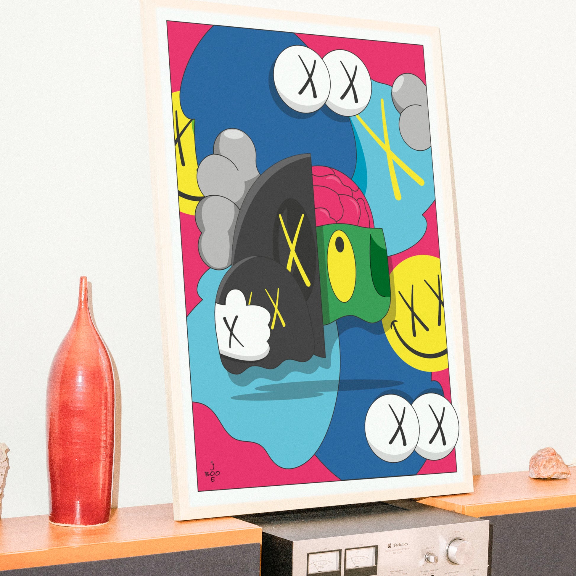 Affiche Boo Kaws encadrée - Collection New York - Série A Nod to Artist - Boo Joe
